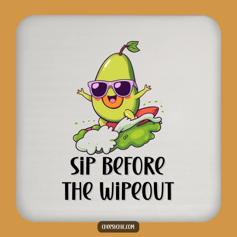 Funny Surfing Avocado Coaster - Cool Guac Drink Protector, Perfect Funny Gift for Tables