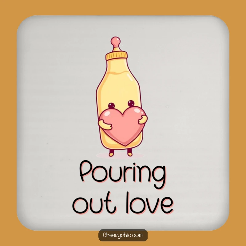 Funny Condiment Heart Coaster Set: Protect Surfaces with Smiling Love, Unique Funny Gift