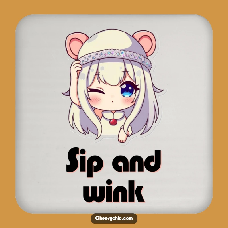 Funny Winking Character Coaster - Sequined Hat Style for Tables