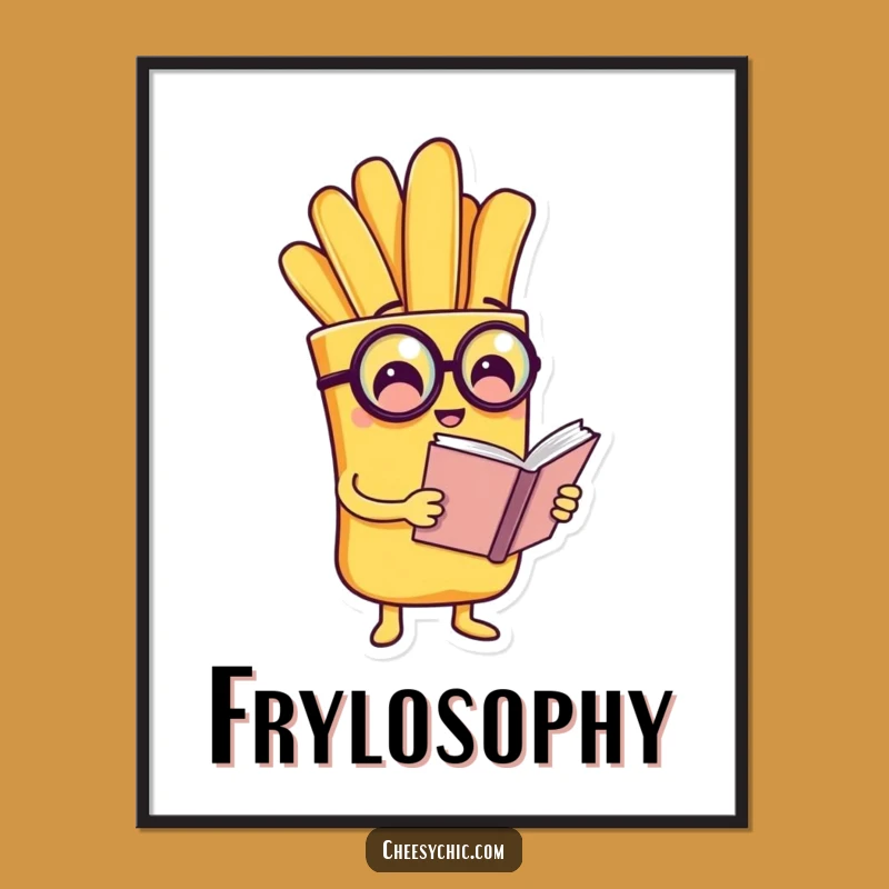 Funny French Fry Monocle Poster: Adorable Spud Art for a Humorous and Intellectual Space