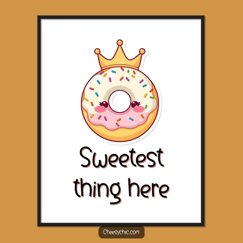 Funny Donut Crown Poster: Whimsical Wall Art for Sweet Spaces