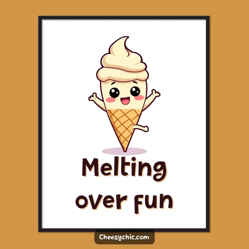 Funny Ice Cream Cartwheel Poster, a Joyful and Playful Wall Art