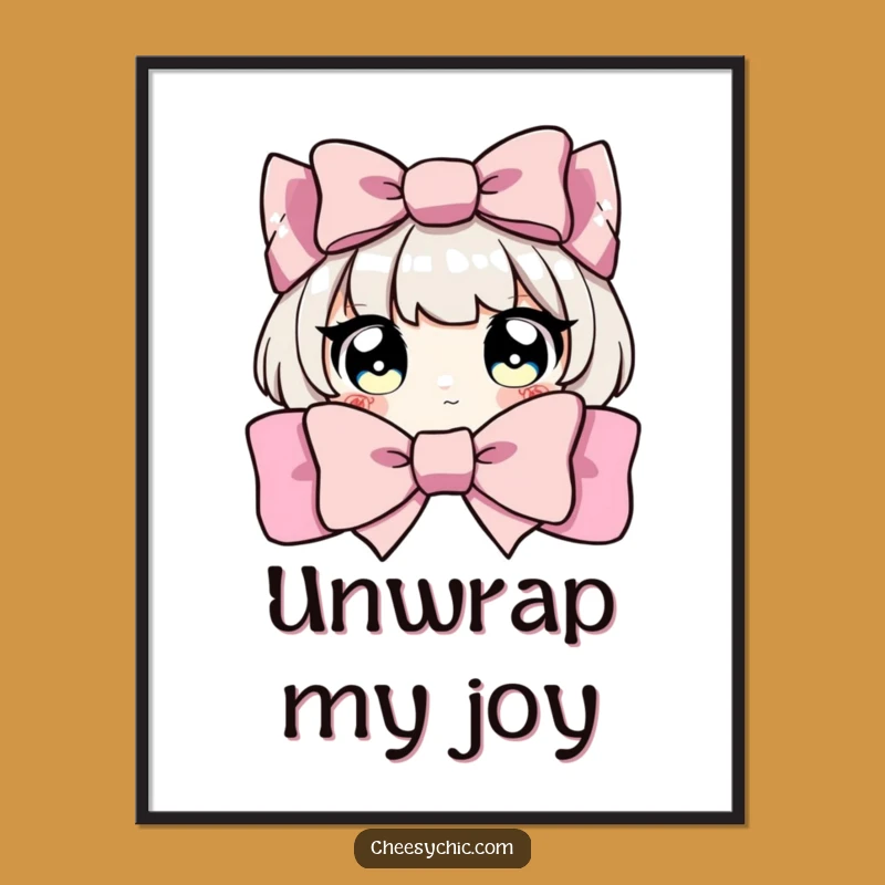 Funny Peeking Bow Art Poster - Charming, Hilarious Decor for Any Room