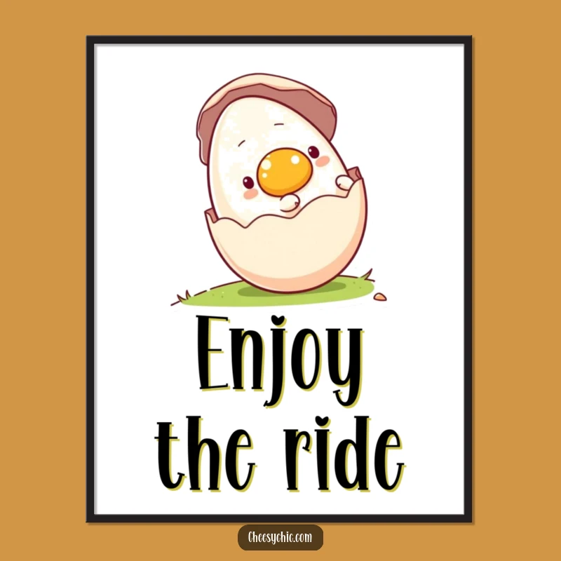 Funny Rolling Egg Poster - Whimsical Wall Art Gift