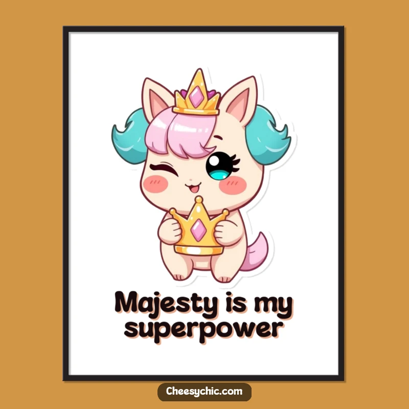 Funny Winking Character Crown Poster: Add Mischievous Charm to Your Walls