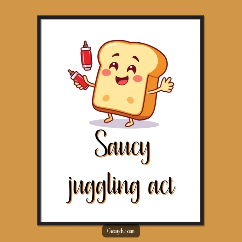 Funny Bread Juggler Poster: A Slice of Art for Your Kitchen