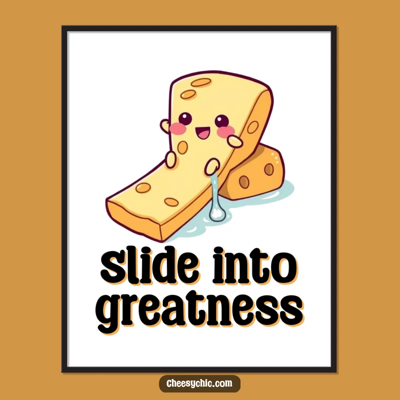 Funny Cheese Waterslide Poster: Hilarious Food Art for Walls