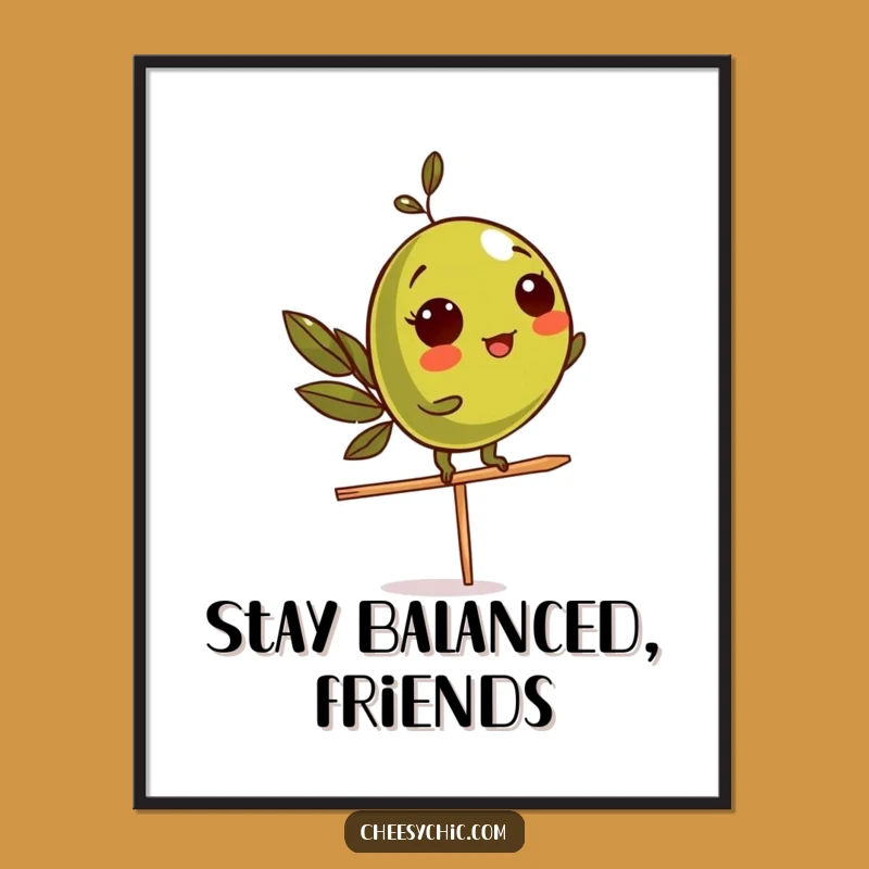 Funny Olive Balance Poster: Witty Wall Art for Cocktail Lounges