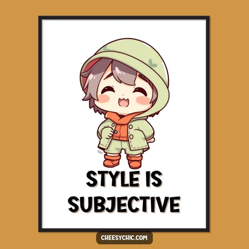 Funny Mismatched Outfit Character Poster: Delightful Decor for Quirky Spaces