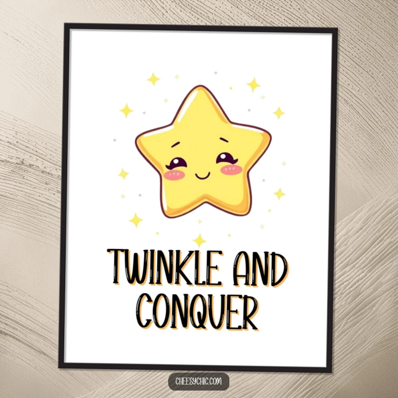 Funny Poster featuring a giggling star raining tiny sparkles, adding a touch of magic and cheer to decor.