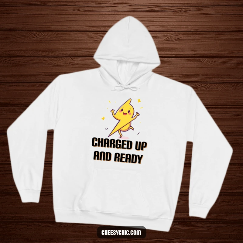 Funny Hoodie featuring a happy little lightning bolt mid-cartwheel, radiating pure energy and fun.
