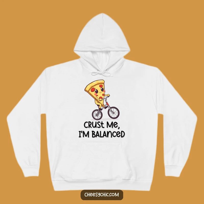 Funny Pizza Unicycle Hoodie - Cozy Slice Cartoon Sweatshirt