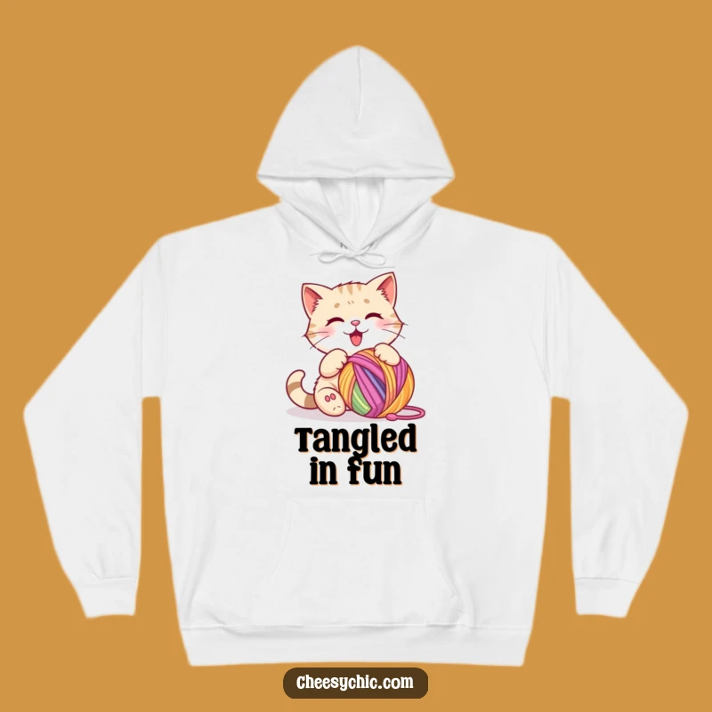 Funny Cat Yarn Ball Hoodie - Cozy & Comical Cat Fanatic Sweatshirt Gift