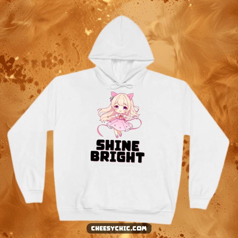 Funny hoodie featuring a character in a dynamic twirl, leaving behind a mesmerizing trail of pure sparkle, symbolizing magic.