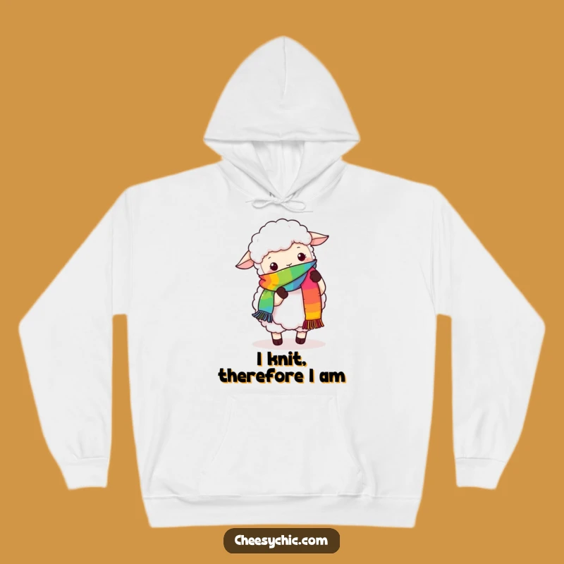 Funny Sheep Knitting Hoodie - Cozy & Hilarious Rainbow Scarf Sweatshirt, Perfect Funny Gift