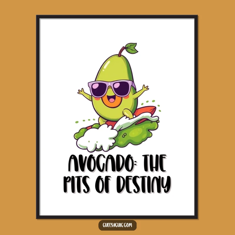 Funny Free Printable Wall Art: Surfing Avocado LOL Downloadable Art