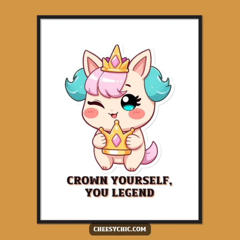 Free Printable Wall Art: Winking Crown Character Funny Downloadable Decor
