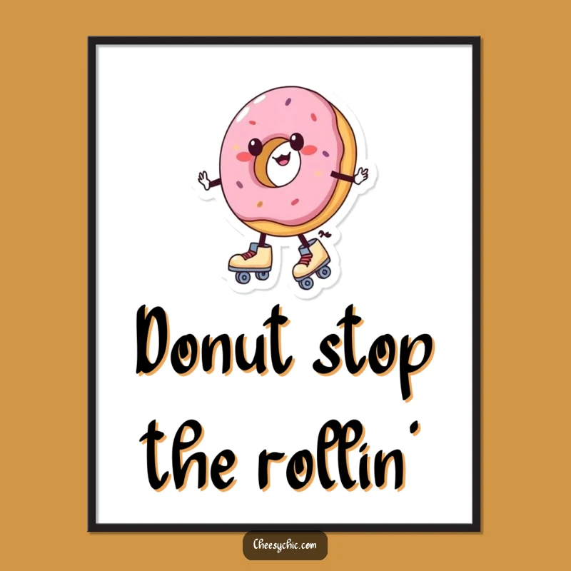 Free Printable Wall Art: Roller Skating Donut - Funny Sweet Decor, Downloadable Art