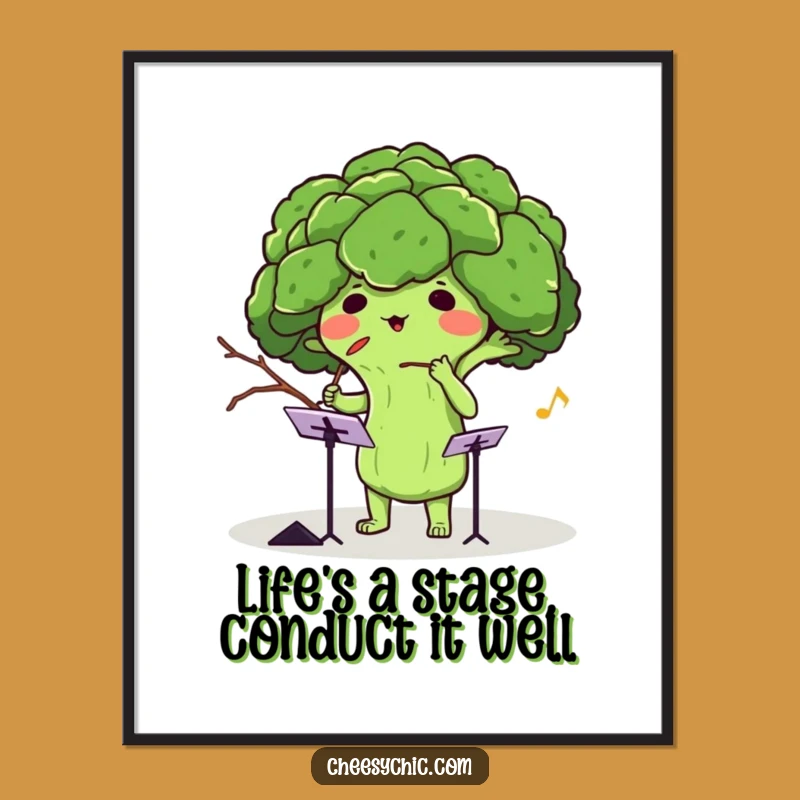 Free Printable Funny Broccoli Wall Art - Conducting Maestro Downloadable Decor