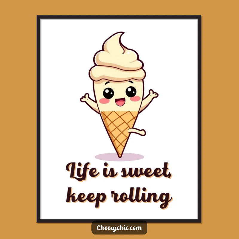 Free Printable Ice Cream Wall Art: Funny Cartwheel Downloadable Decor for a Playful Space