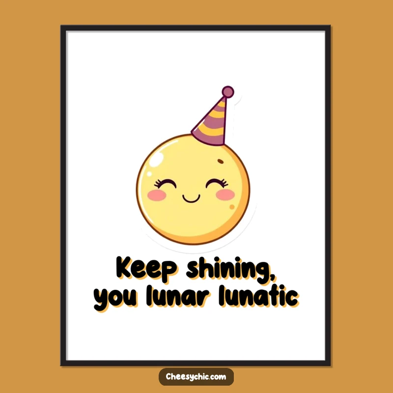 Free Printable Moon Wall Art - Funny Lunar Party Hat Downloadable Decor