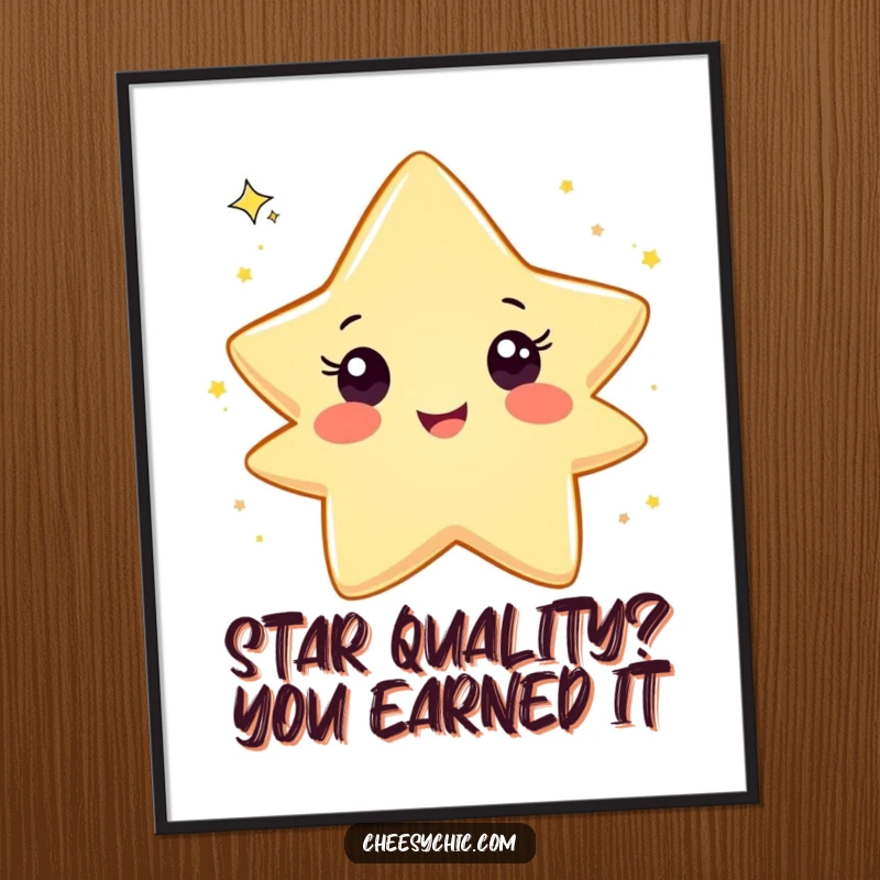 Funny Free Printable Wall Art: A happy star character joyfully tossing glitter, creating a dynamic and celebratory downloadable art piece.