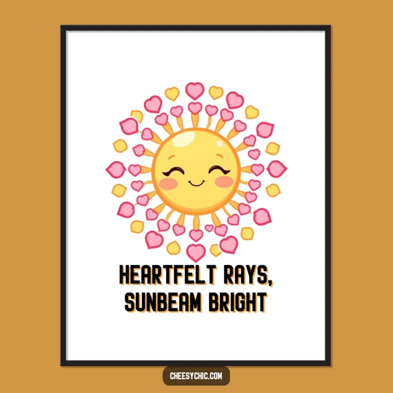 Free Printable Sun Wall Art - Winking Hearts Rays Downloadable Decor