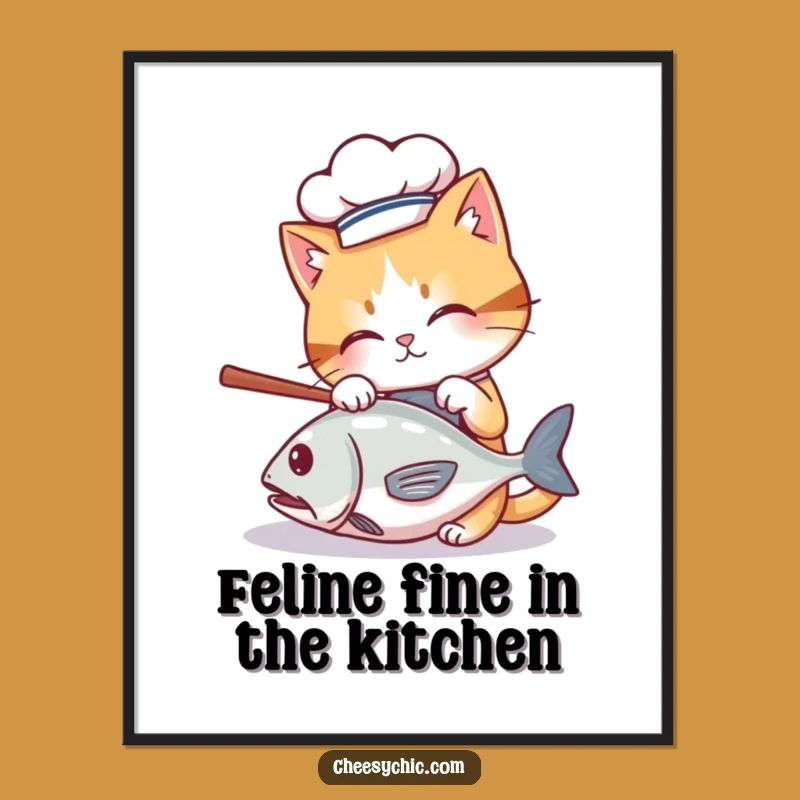 Free Printable Wall Art: Chef Cat's Kitchen Antics, Funny Downloadable Decor