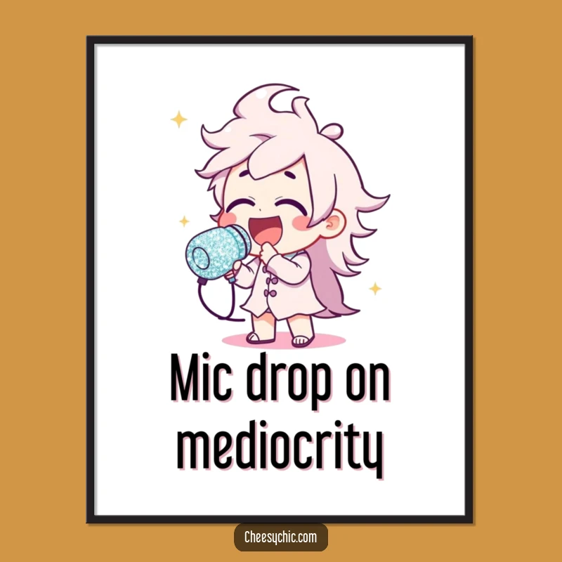 Free Printable Wall Art: Funny Karaoke Star Character, Hilarious Music Downloadable Decor