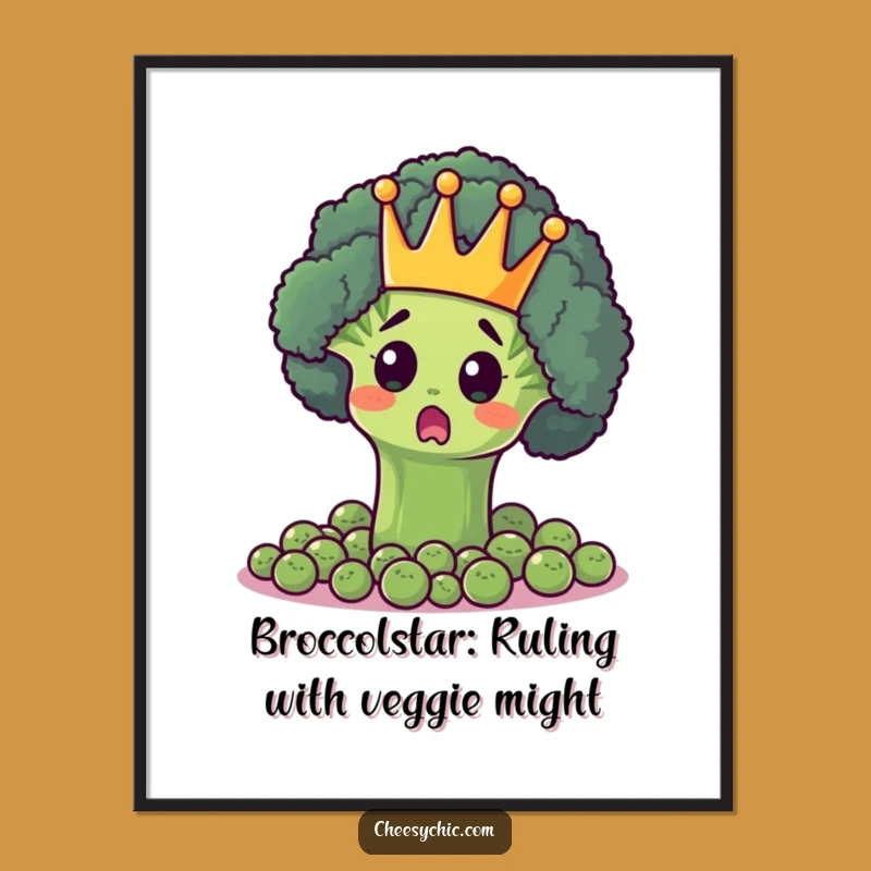 Funny Free Printable Wall Art: Broccoli King LOL Downloadable Art
