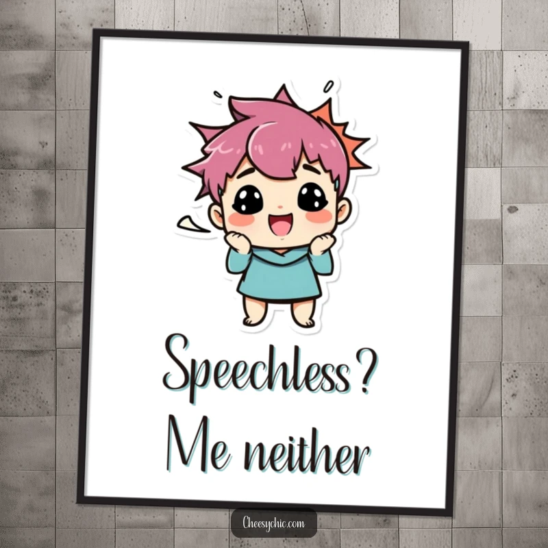 Funny Free Printable Wall Art of a stylized character making a ridiculously funny face, a burst speech bubble adding to the humor.