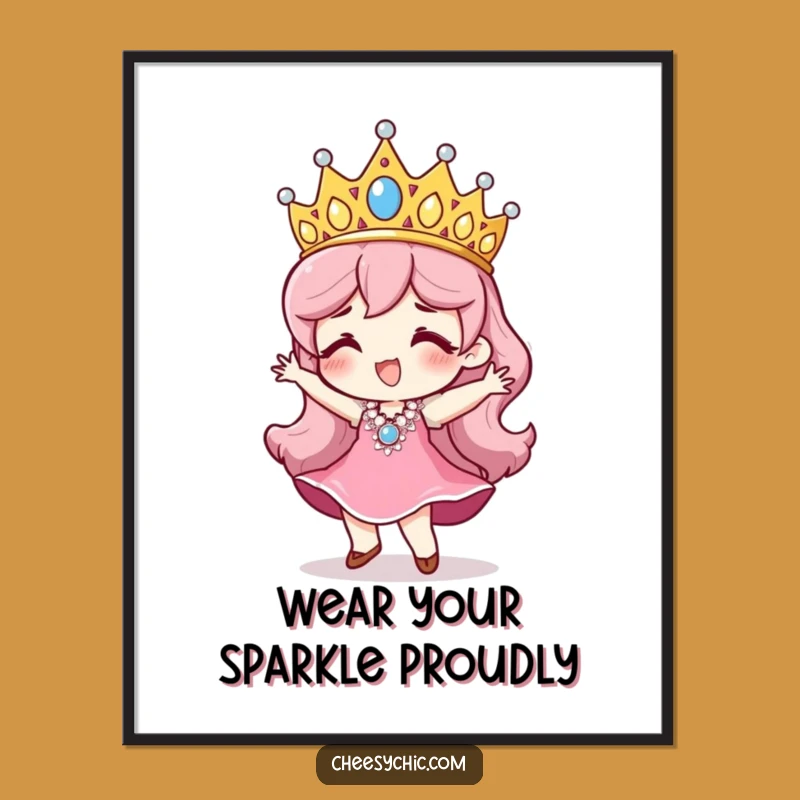 Funny Free Printable Wall Art: Dancing Tiara Character - Whimsical Downloadable Decor