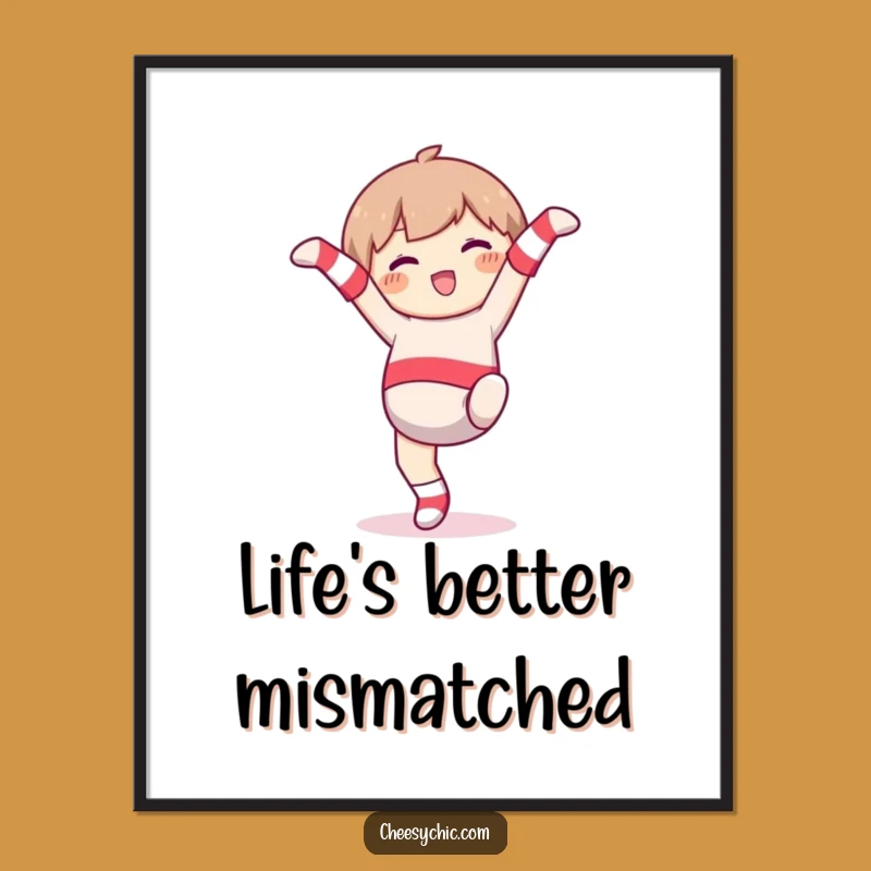 Funny Free Printable Wall Art: Mismatched Socks Cartwheel Decor, Downloadable Art