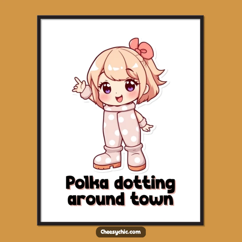 Funny Free Printable Wall Art: Polka Dot Boots Character Quirky Downloadable Decor