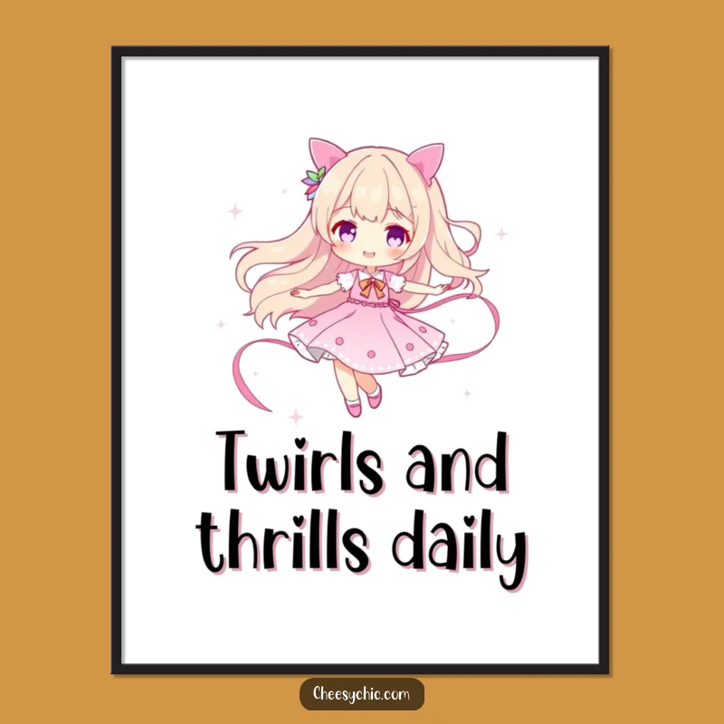 Funny Free Printable Wall Art: Sparkle Twirler Character Glam Downloadable Decor