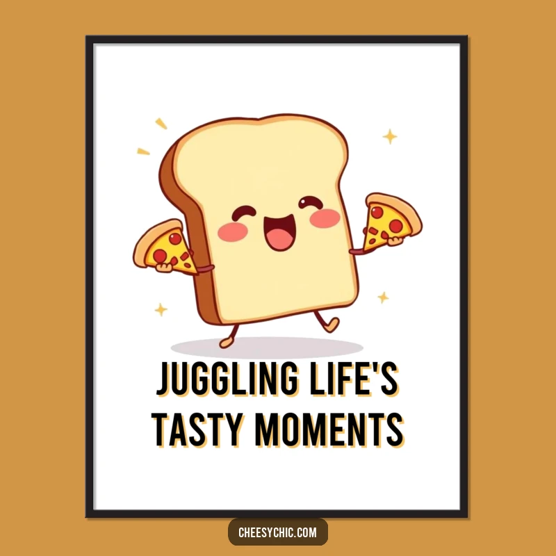 Free Printable Wall Art: Juggling Toast - Funny Foodie Decor, Downloadable Art