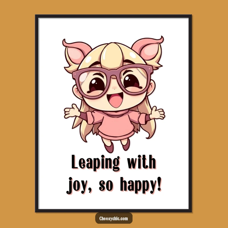 Free Printable Wall Art: Leaping Character, Flamboyant Glasses, Funny Downloadable Decor