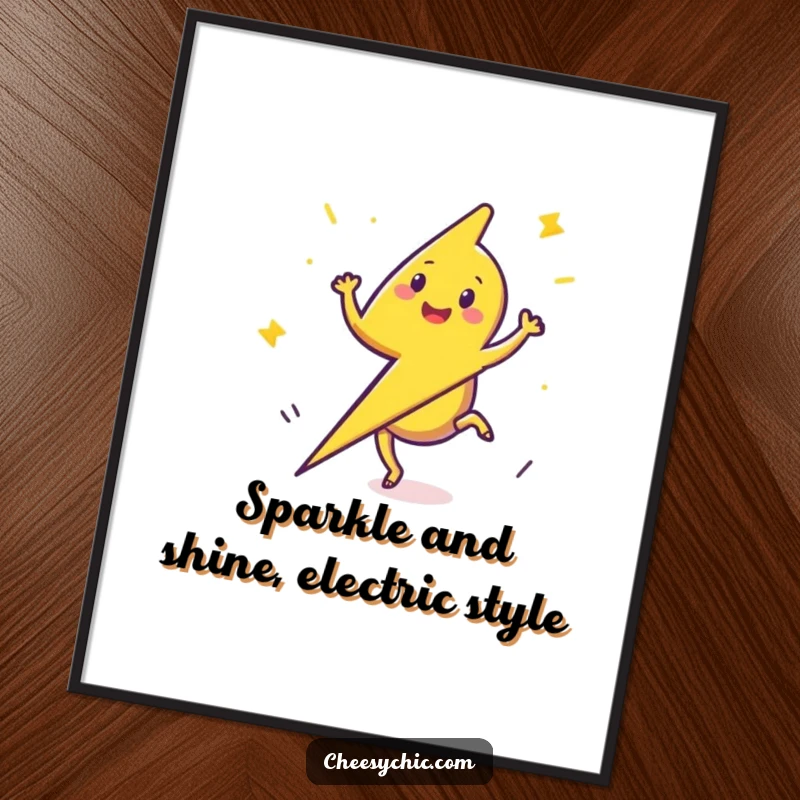 Funny free printable wall art: An energetic lightning bolt in mid-cartwheel, showcasing pure joy and vibrant motion.