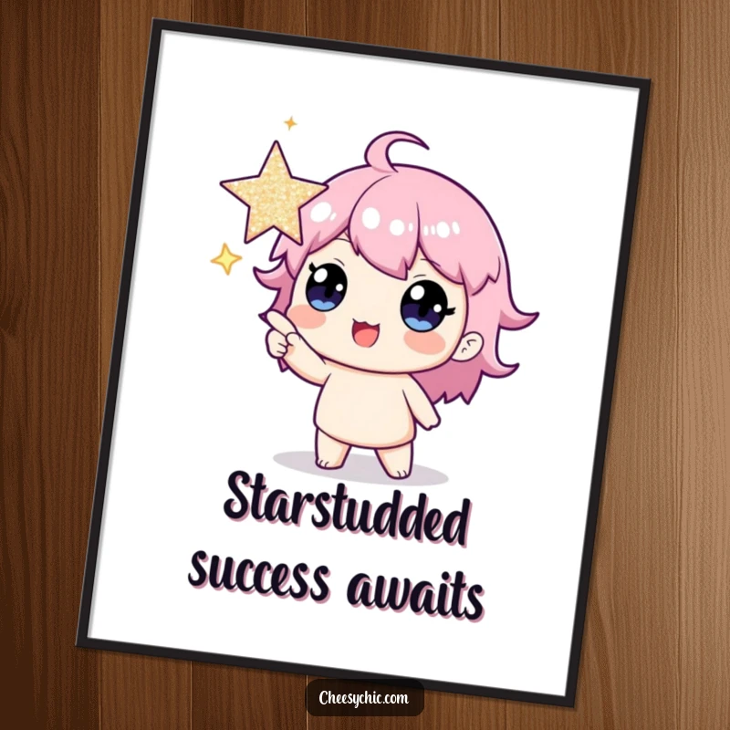 Funny Free Printable Wall Art: A comical character enthusiastically points to a massive, glittering star.