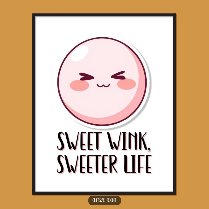 Funny Free Printable Wall Art: Winking Pink Character, Mischief, Cute Decor