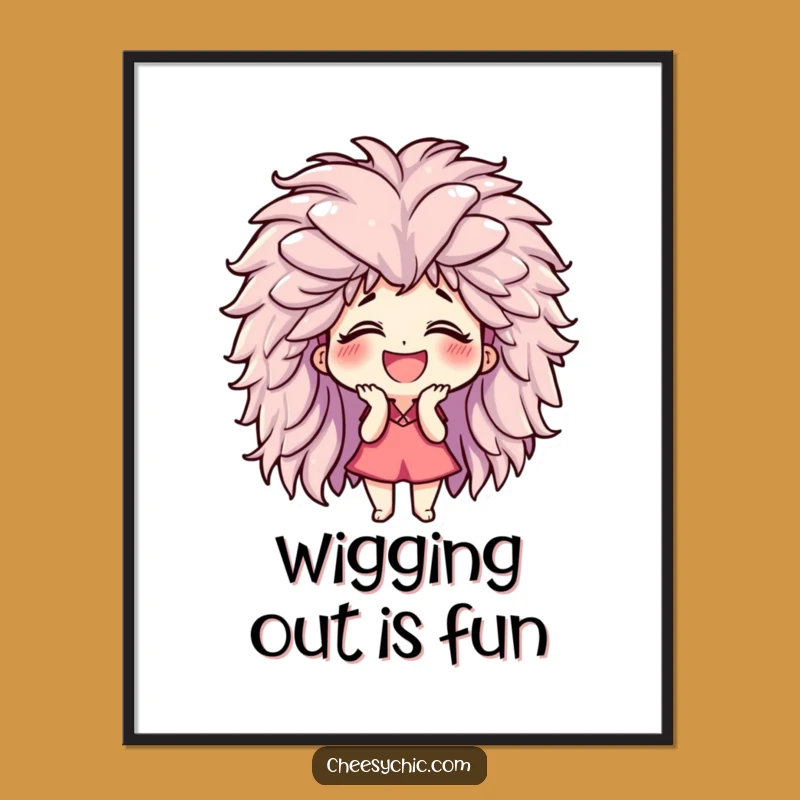 Free Printable Wall Art: Wigged Character Giggling Funny Downloadable Decor