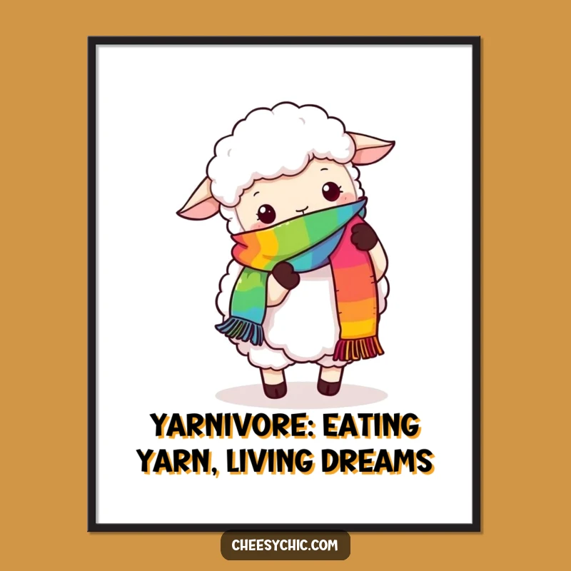 Funny Free Printable Wall Art: Sheep Knitting Rainbow LOL Downloadable Art