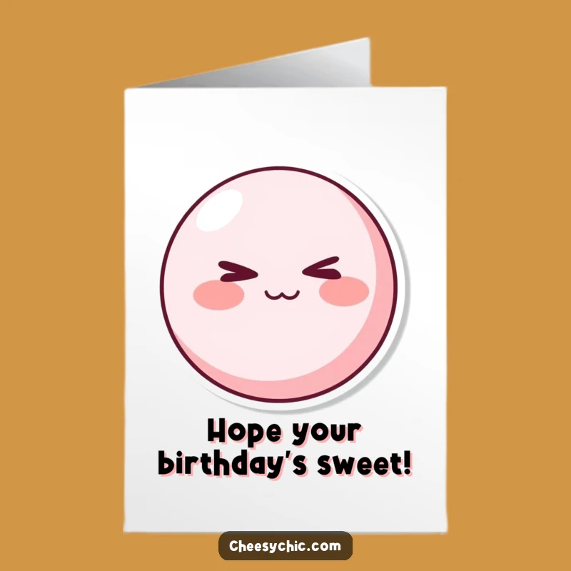 Free Printable Birthday Card: Winking Pink Character, Mischievous Fun, Cheerful Greetings