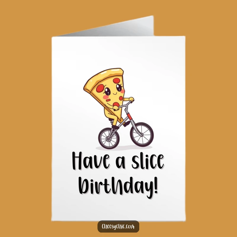 Free Printable Birthday Card: Pizza Unicyclist! Funny Food Card - Hilarious Downloadable Gift