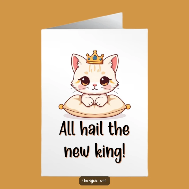 Free Printable Royal Cat Congrats Card: Majestic Win - Downloadable Funny Gift