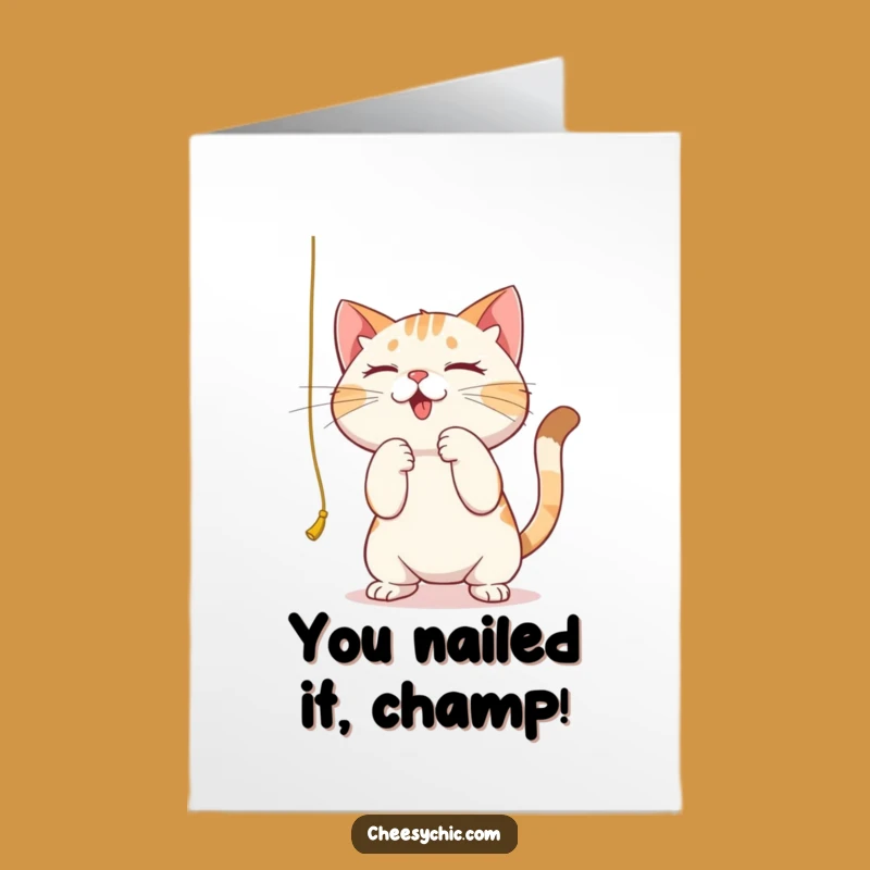 Free Printable Congrats Card: Focused Cat, Downloadable Gift