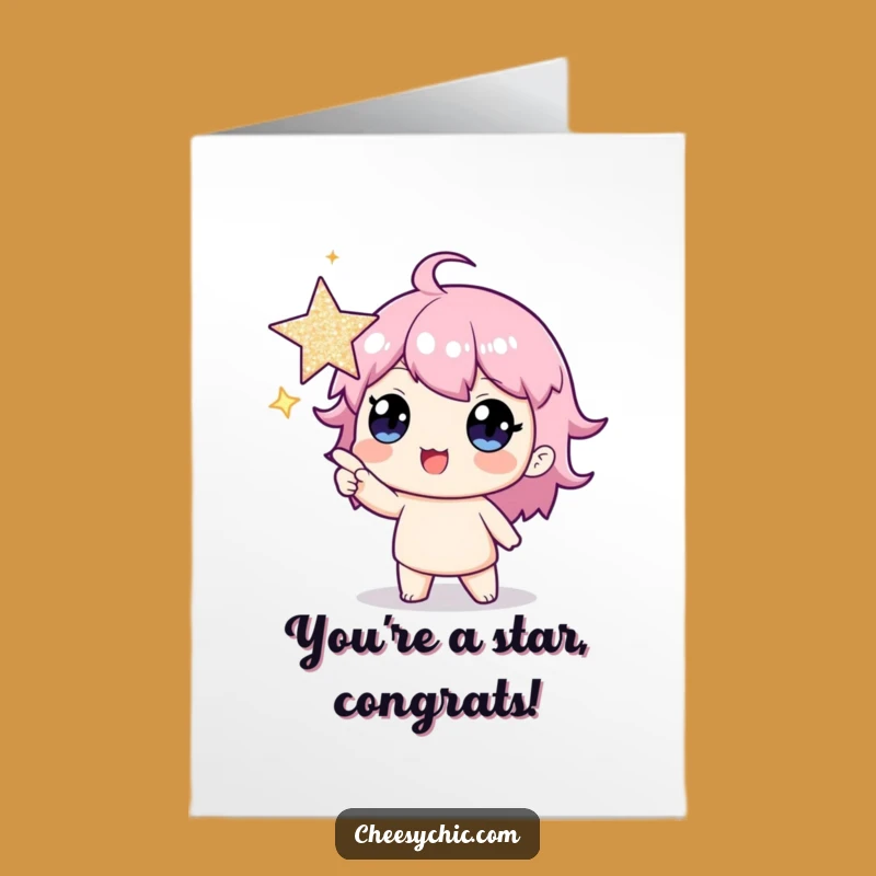 Free Printable Congrats Card: Funny Star Pointer Character Downloadable Gift