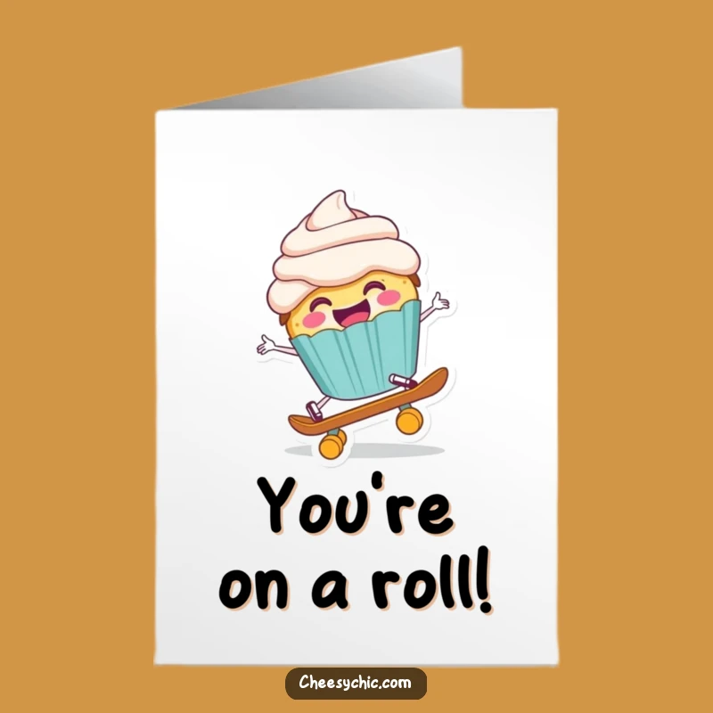 Free Printable Funny Cupcake Congrats Card - Skating Mishap Downloadable Celebration