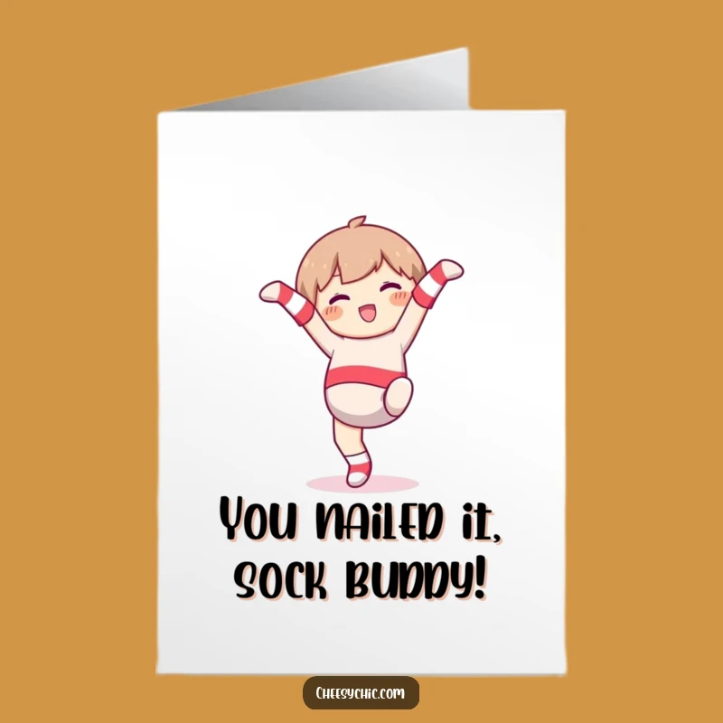 Funny Free Printable Congrats Card: Mismatched Socks Cartwheel, Easy Download