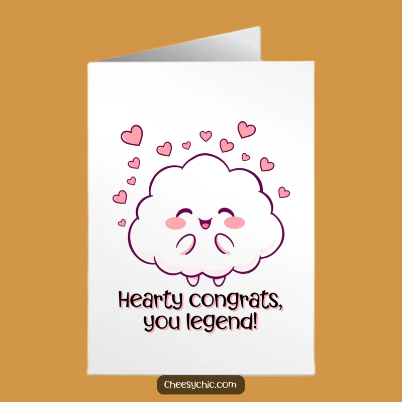 Free Printable Cloud Congratulations Card: Funny Heart Rain Downloadable for Joyful News